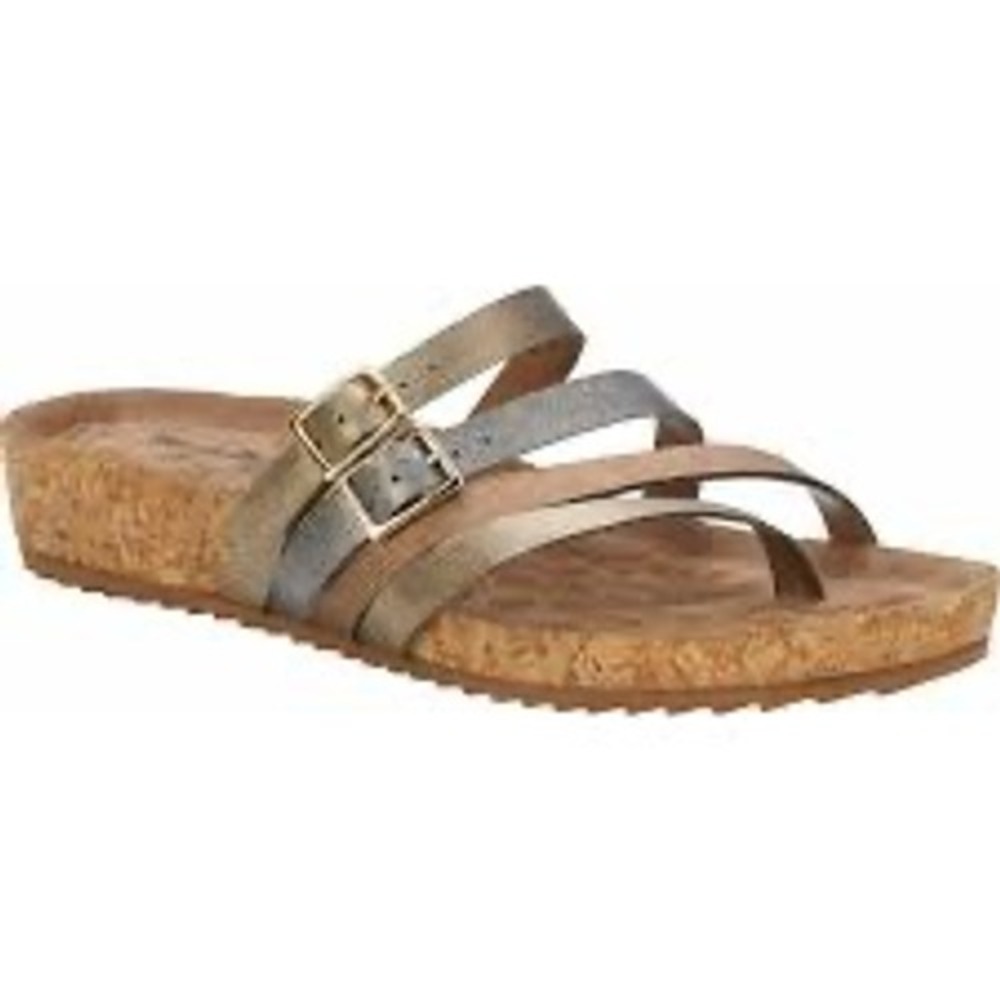 Walking Cradles Wedge‎ Sandals Womens 9W Metallic Gold Silver Bronze Strappy